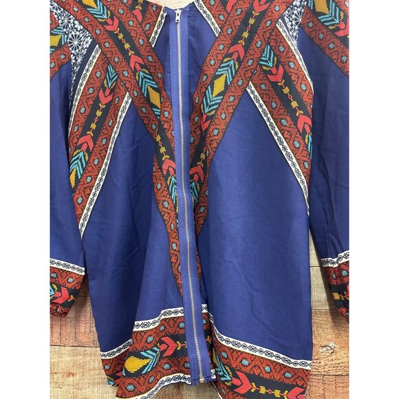 Blue Rain Womens Ethnic Pattern Blouse With Zipper Closure - Picture 4 of 6